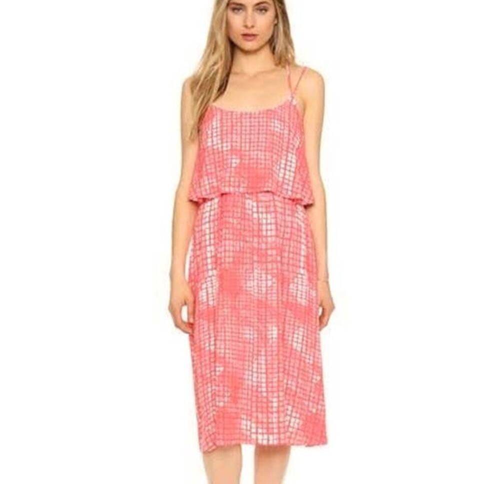 CUPCAKES & CASHMERE DRESS MEDUM Coral PINK Palmoa Pacific MIDI SPAGHETTI STRAP